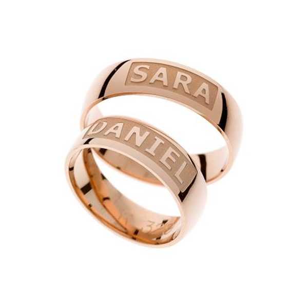 Snubní prsteny se gravírovanými jmény novomanželů 585/1000
